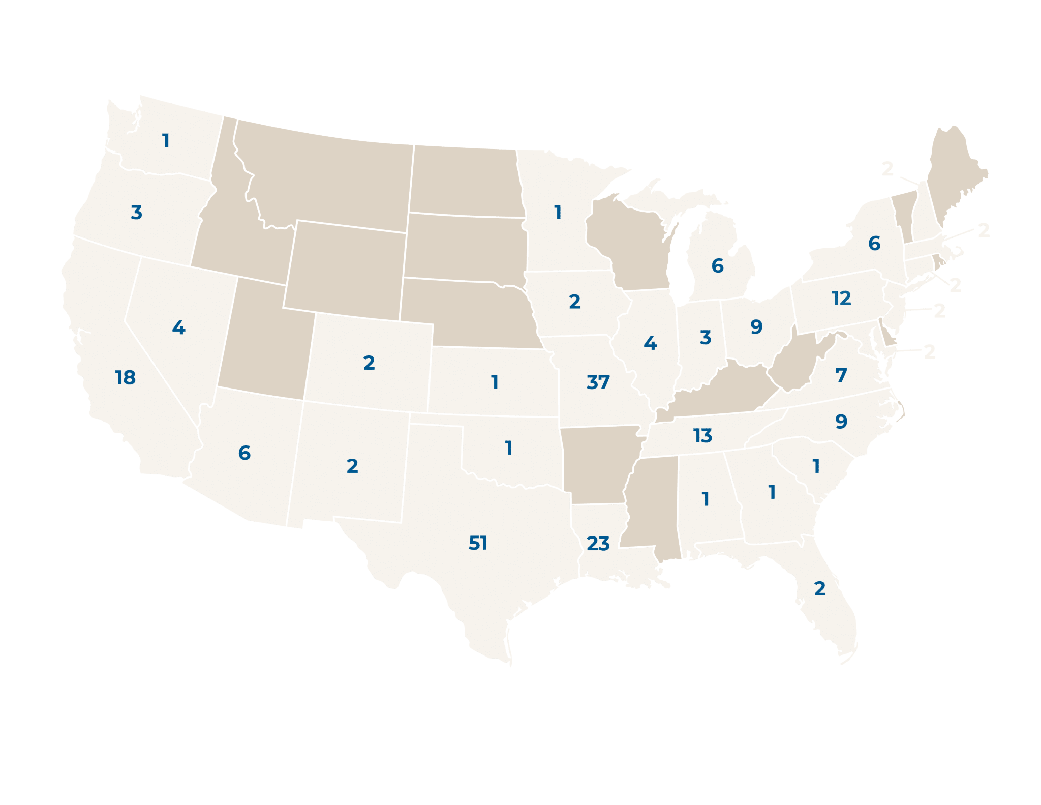 Number of advisors per state